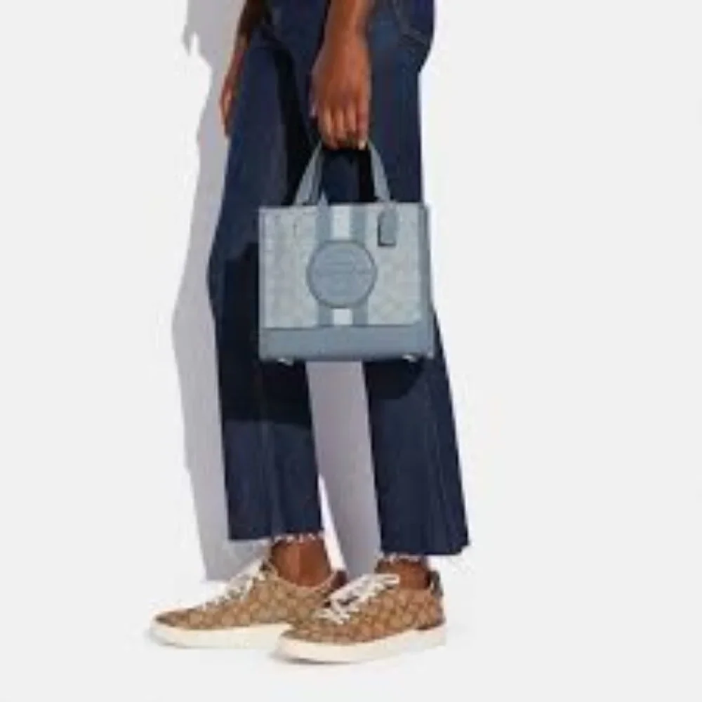 Coach Light Blue and White Signature Crossbody Tote